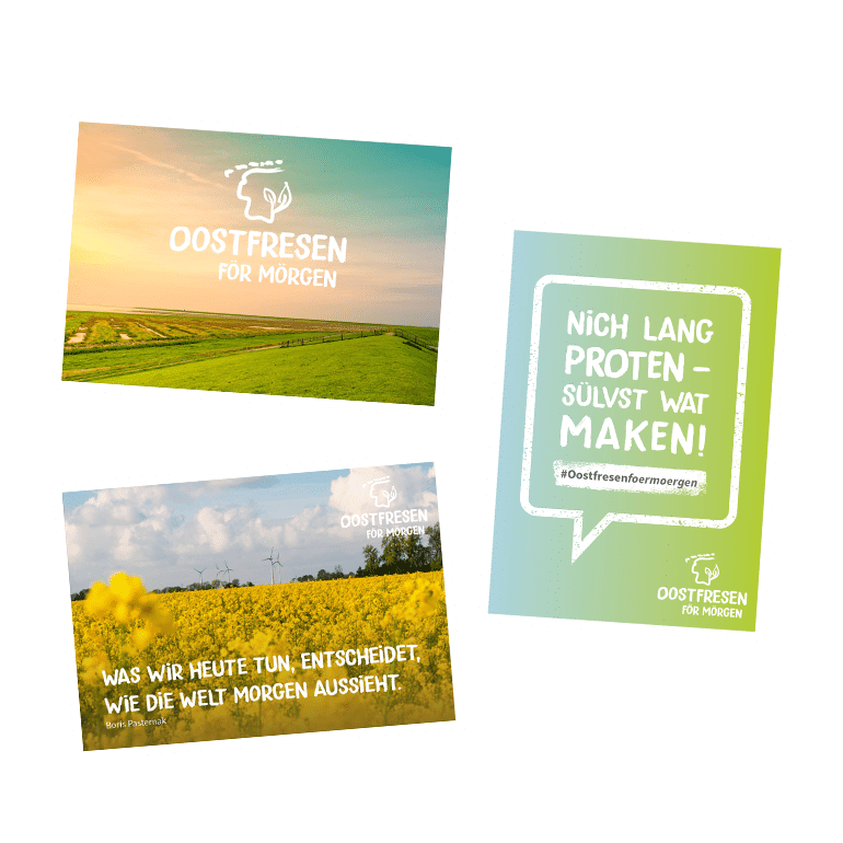 DESIGNSTUUV Referenzen Oostfresen foer moergen Engagement Postkarten