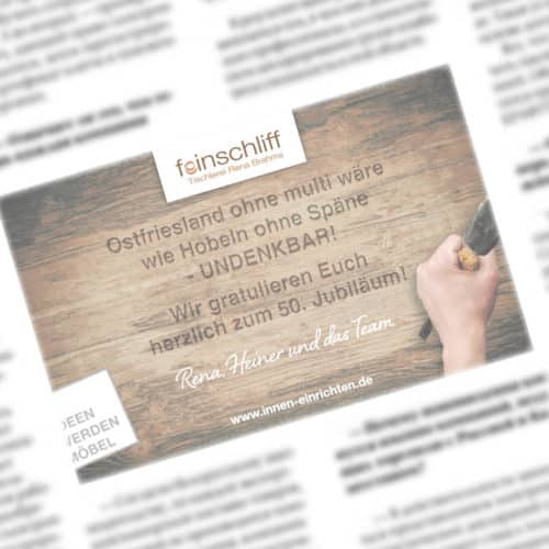 feinschliff-Zeitungsanzeige-zum-jubiläum-designstuuv-werbeagentur